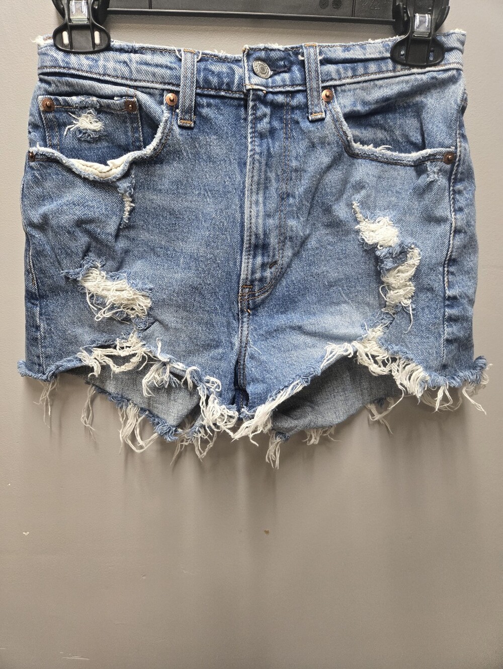 Abercrombie & Fitch Curve Love Mom Shorts High Rise Distressed Womens 2/26